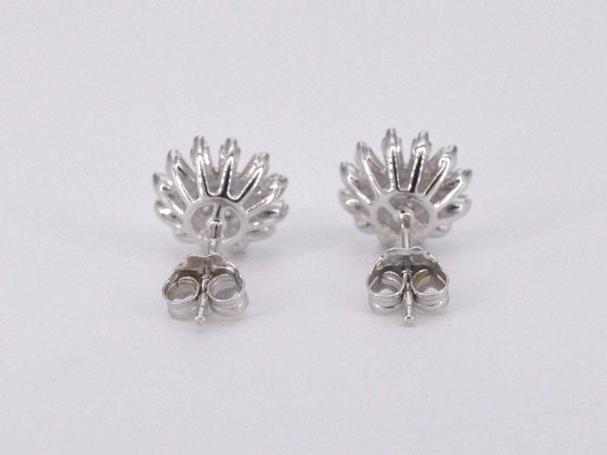 Boucles d'oreilles Boucles d'oreilles en or blanc avec diamants naturels 58 Facettes 2220
