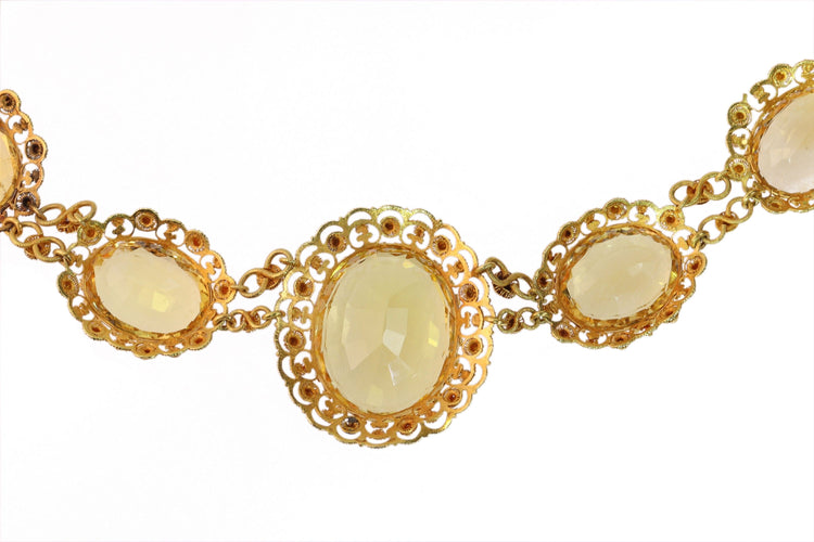 Collier Collier historique de 1820 en citrine et or, filigrane et granulation, très bel état 58 Facettes 25125-0132