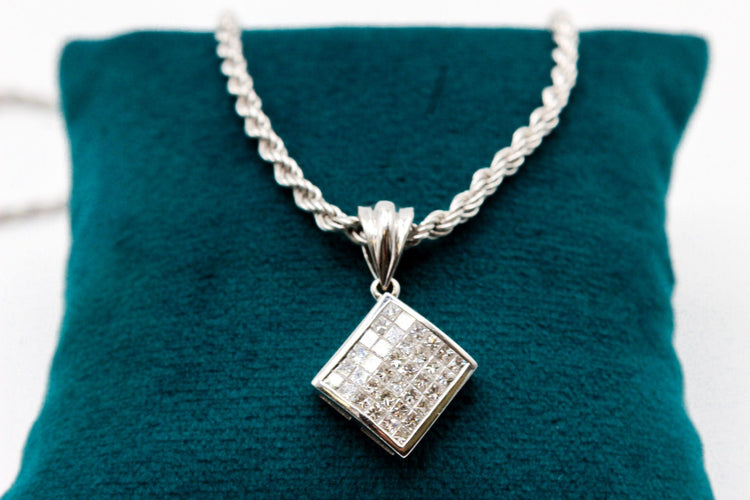 Pendentif Pendentif losange or blanc et diamants 58 Facettes 250147