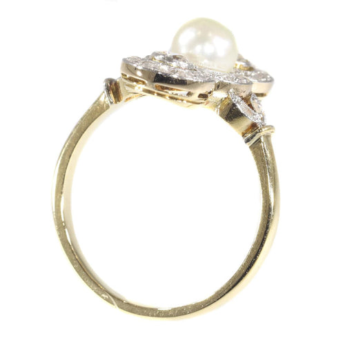 Bague 56 Bague vintage Belle Époque en perles et diamants 58 Facettes 21146-0121