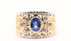 Bague Bague saphir 0,95 carats, diamants, or bicolore 58 Facettes