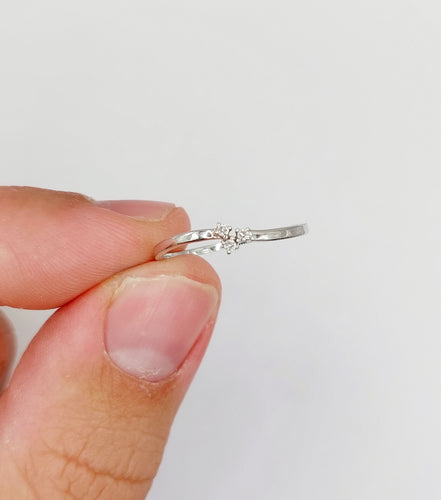 Bague 55 Bague vintage or blanc, trilogie diamants 58 Facettes B01003