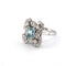 Bague 57 Bague vintage en or blanc avec une aigue-marine centrale et des diamants 58 Facettes