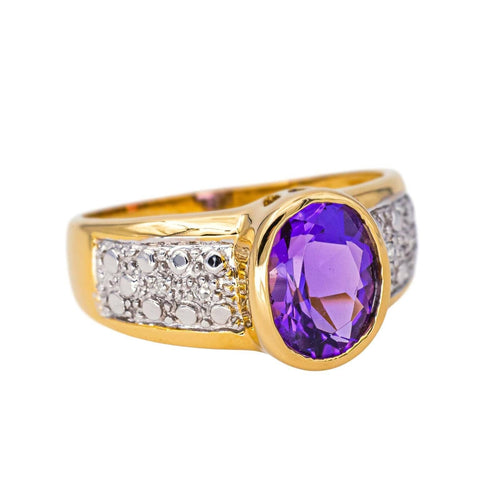 Bague 53 Bague Or jaune Améthyste, Diamant 58 Facettes 4578559RV