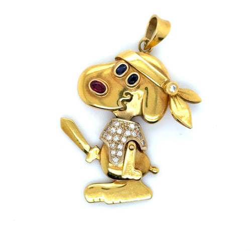 Pendentif Pendentif vintage Snoopy or jaune et diamants 58 Facettes 7034/10