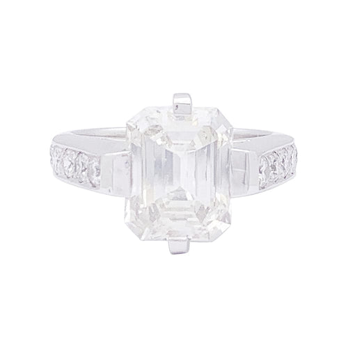 Bague 52 Bague or blanc, diamant taille émeraude 4 cts. 58 Facettes 31294