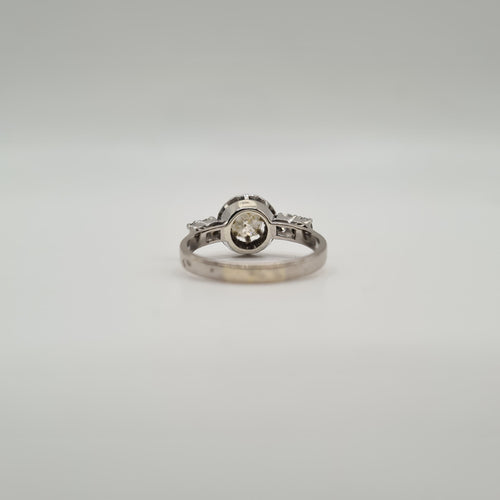 Bague 54 Bague or blanc, platine, diamants taille ancienne 58 Facettes