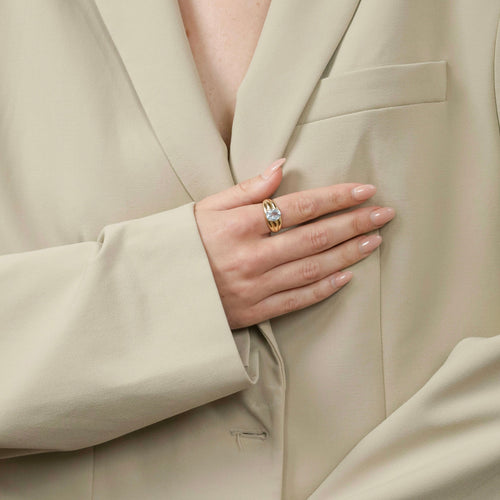 Bague Bague vintage avec aigue-marine ovale 58 Facettes 2505004