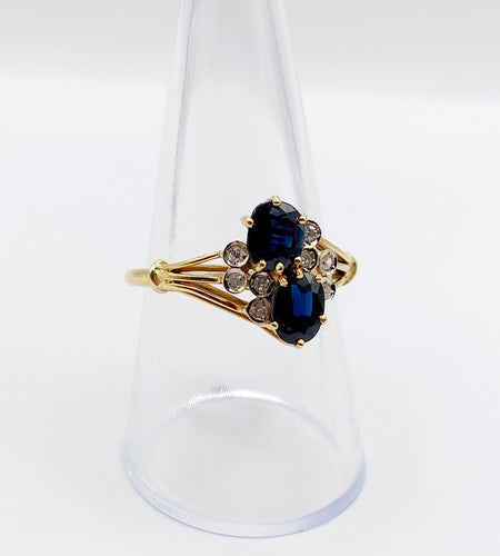 Bague 57.5 Bague vintage toi et moi or jaune 18k saphirs et diamants 58 Facettes A06136