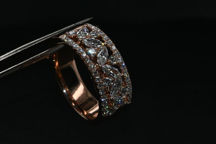 Bague 55 Bague En Or Rose et Diamants 58 Facettes