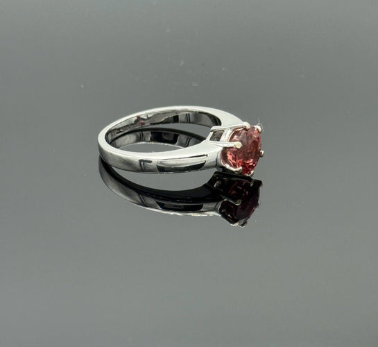 Bague 55 Solitaire or gris spinelle rose 58 Facettes