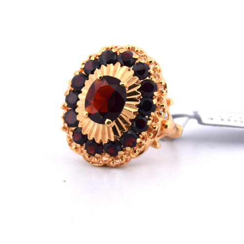 Bague 56 Anello vintage en or jaune 18 kt avec grenats 58 Facettes