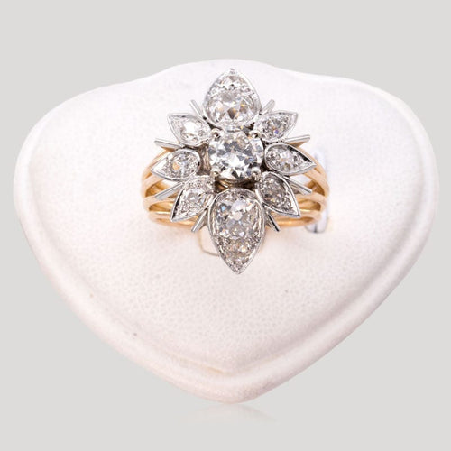 Bague 58.5 Bague marquise diamants taille ancienne, années 1950 58 Facettes 31800126