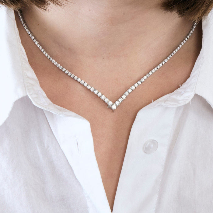 Collier Collier Tennis or blanc et diamants 58 Facettes