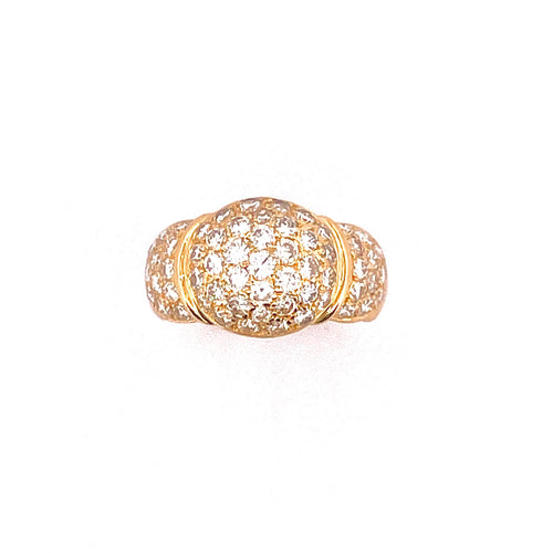 Bague 56 Bague dôme en or jaune 18 carats sertie de diamants 58 Facettes