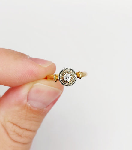Bague 54 Bague solitaire art deco or jaune 18k diamant taille ancienne 58 Facettes A05903