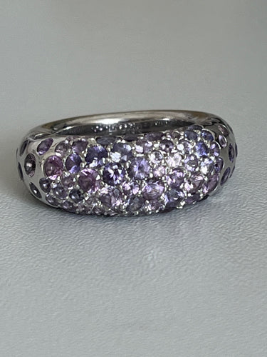Bague 51 CHAUMET - Bague Grain de Caviar Saphirs Violets 58 Facettes LOT 5650