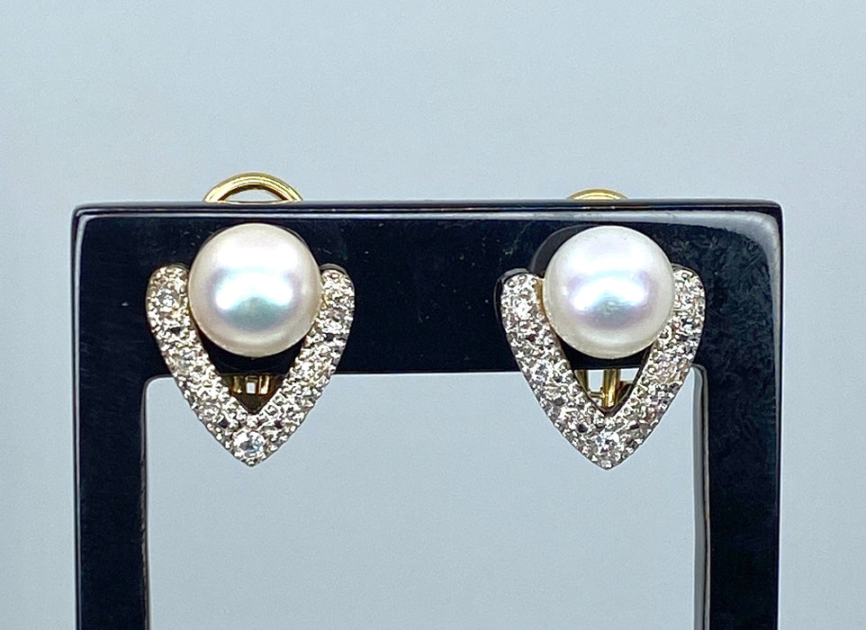 Boucles d'oreilles Boucles d’oreilles or jaune, perles de culture, diamants 58 Facettes AB390