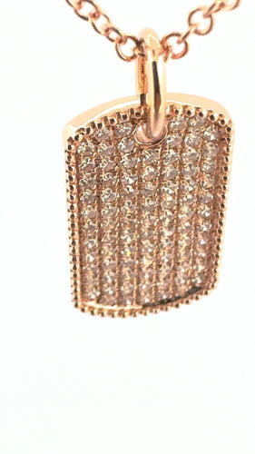 Collier Chaîne et pendentif plaque GI or rose et diamants 58 Facettes