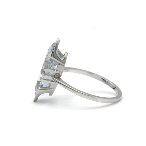 Прстен - бело злато и аквамарин
