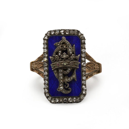 Bague 60 Bague XIXème - Or, Argent, Email et Diamants 58 Facettes 250259R