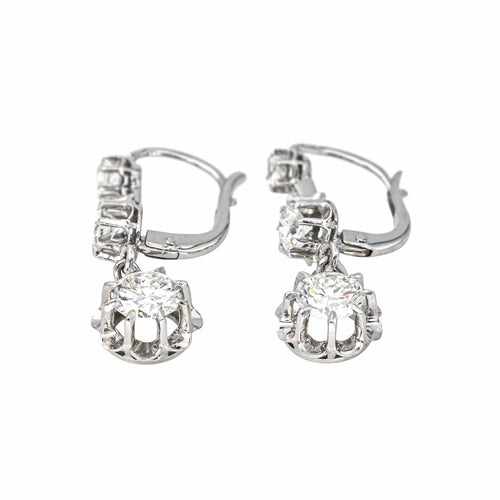 Boucles d'oreilles Boucles d'oreilles Dormeuses Or blanc Diamant 58 Facettes 4387236CN