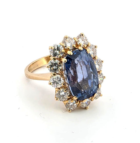 Bague 55 Bague exclusive en or blanc 18 carats avec saphir naturel et diamants 58 Facettes