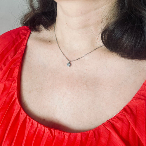 Collier Collier solitaire diamant en or blanc 58 Facettes