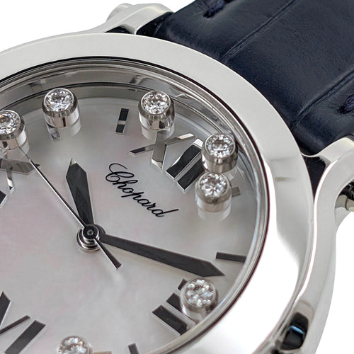 Montre Chopard Happy Sport  7 Diamonds MOP Mother of pearl Dial Sapphire Crown 8475 58 Facettes
