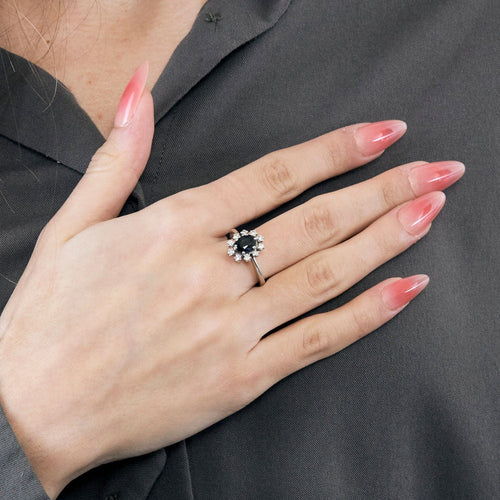 Bague 54 Bague marguerite saphir et diamants 58 Facettes GU211