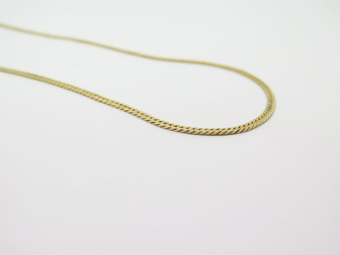 Collier Chaîne maille anglaise plate or jaune 14 carat 58 Facettes