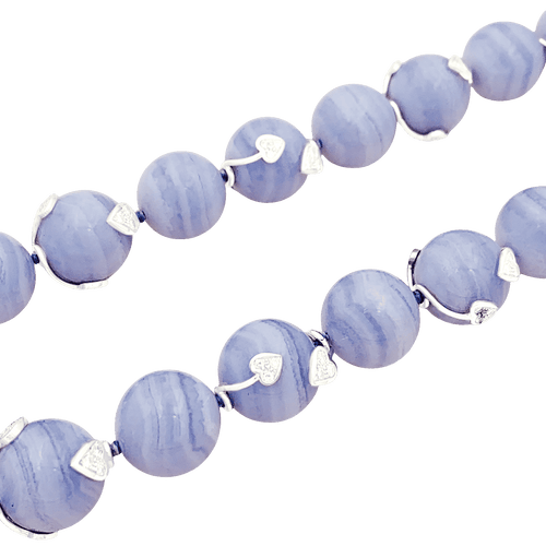 Collier Collier calcédoine, or blanc, diamants. 58 Facettes 34482