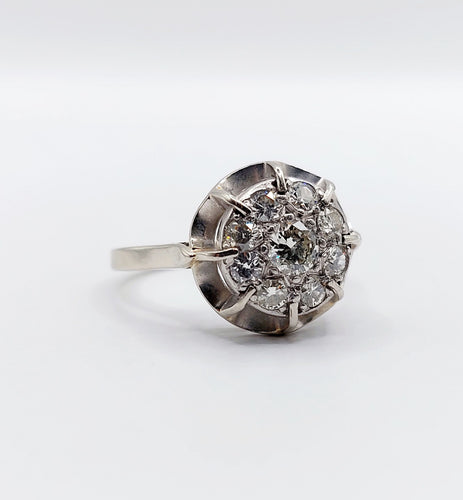 Bague 52 Bague fleur art déco or blanc et platine 58 Facettes A04204