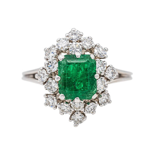 Bague 60 Bague Pompadour Or blanc Emeraude, Diamant 58 Facettes 3841380RV