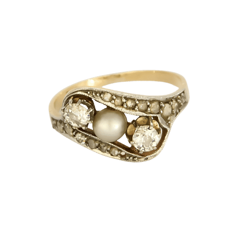 Bague 52 Bague Or jaune 18k et Platine 58 Facettes DADB-01