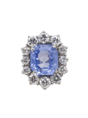 Bague 50 Bague marguerite or blanc saphir 5 carats diamants 58 Facettes 1CANNES