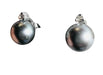 Boucles d'oreille or blanc serties de 2 perles de culture grises et 2 diamants 58 Facettes 2924 A