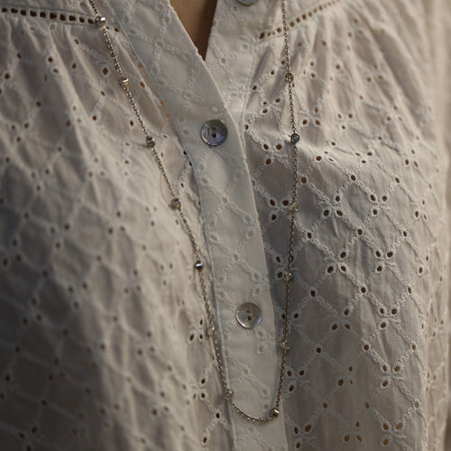 Collier Sautoir en or gris 18K - 80 cm - 2,50 ct de diamants brillants G-VS 58 Facettes FB08732