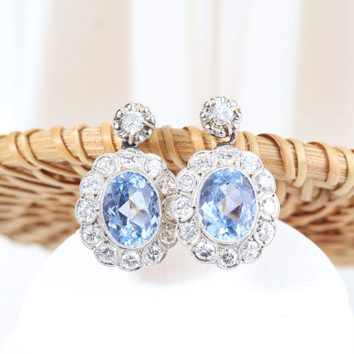Boucles d'oreilles Boucles d'oreilles vintage ornées de diamants taille brillant et de spinelles 58 Facettes J00003070