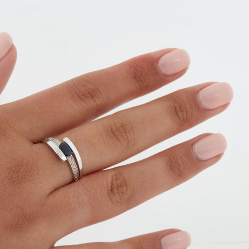 Bague 59 Bague Or Blanc - Saphir et Diamants 58 Facettes RÉF 1027/14