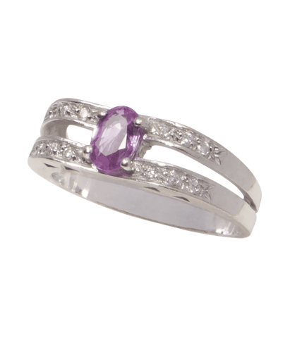 Bague La Vie en Rose Or blanc 18K Saphir rose Diamant