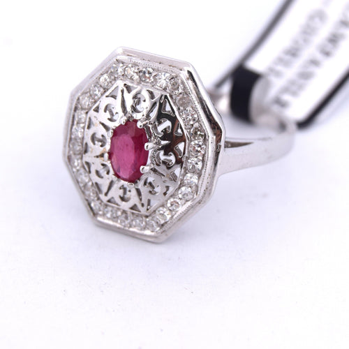 Anello rubino diamanti Art Déco 58 Facettes