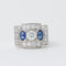 Bague 53 Bague Tank Art Déco Platine Saphirs Diamants 58 Facettes