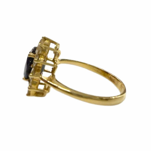 Bague 54.5 Bague rosace de style classique en or 18 carats avec diamants et saphir 58 Facettes Q241B(959)