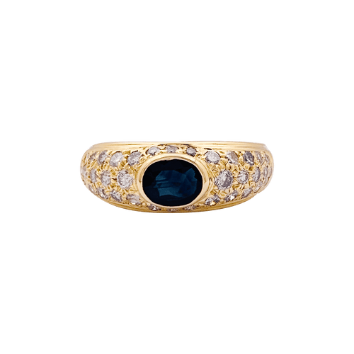 Bague 52 Bague vintage or jaune, diamants, saphir. 58 Facettes 34389