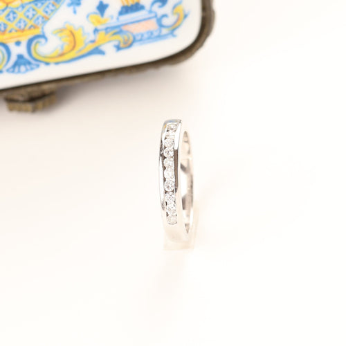 Bague 55 Demi-alliance en or blanc avec diamants taille brillant 58 Facettes 158/23