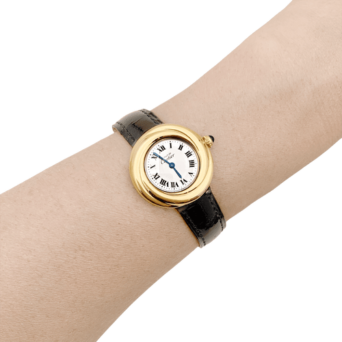 Montre Montre Cartier, "Trinity Must", argent plaqué or, cuir. 58 Facettes 34620