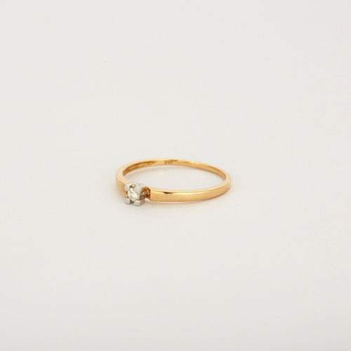 Bague 54 Solitaire or jaune et blanc diamant 58 Facettes 3121273