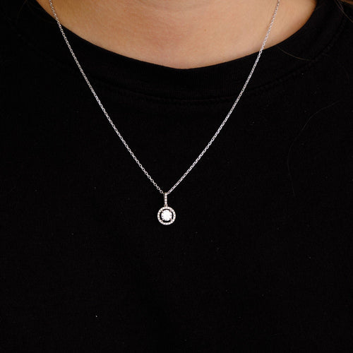 Collier Pendentif sur Chaine Diamant Or Blanc 58 Facettes