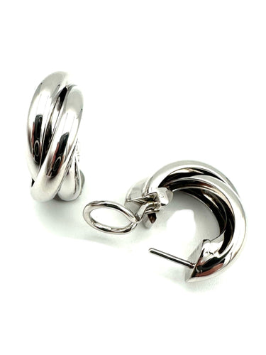 Boucles d'oreilles CARTIER. Collection "Trinity Mahé", boucles d'oreilles or blanc 18K 58 Facettes